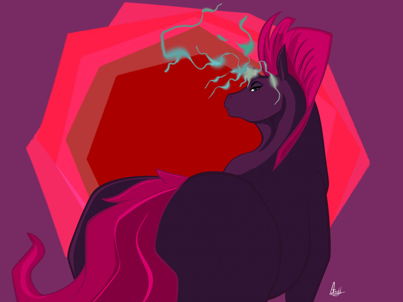 Size: 2217x1662 | Tagged: safe, artist:panthra78, derpibooru import, tempest shadow, pony, unicorn, broken horn, hoers, horn, image, looking at you, looking back, looking back at you, png, rear view, solo, tempass