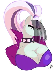 Size: 1503x1950 | Tagged: suggestive, artist:panthra78, derpibooru import, coloratura, anthro, earth pony, big breasts, breasts, busty coloratura, choker, cleavage, g4, huge breasts, image, png, simple background, solo, spiked choker, white background