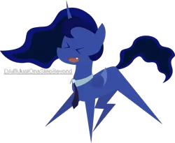 Size: 1486x1218 | Tagged: safe, artist:lost_memory, derpibooru import, princess luna, alicorn, pony, clothes, female, g4, happy new year, holiday, image, jumping, lapel, lineless, modern art, necktie, png, simple background, solo, transparent background, xd