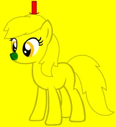 Size: 853x937 | Tagged: safe, artist:saramanda101, artist:spitfirethepegasusfan39, ponerpics import, ponified, earth pony, pony, adult blank flank, base used, blank flank, clothes, g4, green nose, hat, image, male, mr. men, mr. men little miss, mr. skinny, png, shoes, simple background, solo, stallion, yellow background