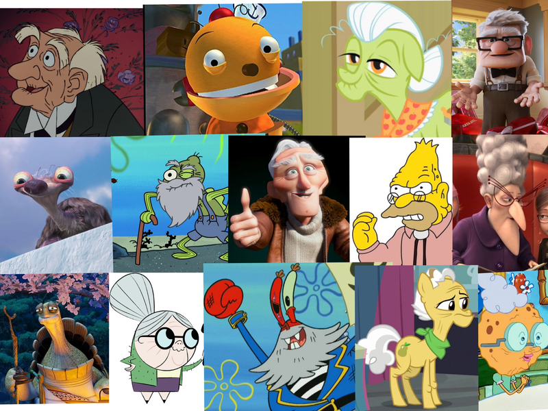 Size: 2048x1535 | Tagged: safe, derpibooru import, edit, edited screencap, screencap, grand pear, granny smith, crab, earth pony, human, pony, robot, tortoise, abraham simpson, beard, charlez muntz, collage, despicable me, elderly, facial hair, female, foster's home for imaginary friends, g4, glasses, grandma squarepants, grandparents, granny (ice age), ground sloth, grumpy, image, kung fu panda, male, old man jenkins, older, oogway, pappy, png, redbeard krabs, rolie polie olie, sea sponge, smiling, spongebob squarepants, the aristocats, the simpsons, up