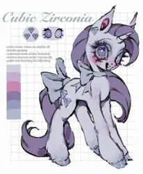 Size: 1686x2048 | Tagged: safe, artist:p0nyplanet, derpibooru import, oc, oc:cubic zirconia, unofficial characters only, mimic, pony, unicorn, heterochromia, image, jpeg, reference sheet, solo