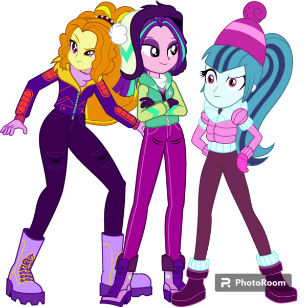 Size: 894x894 | Tagged: safe, artist:cutler1228, derpibooru import, adagio dazzle, aria blaze, sonata dusk, equestria girls, clothes, female, image, png, the dazzlings, trio, trio female, winter clothes, winter coat, winter outfit