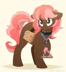 Size: 1350x1468 | Tagged: safe, artist:higgly-chan, derpibooru import, oc, oc:scarlet trace (coffee bean), unofficial characters only, earth pony, pony, badge, bag, buttons, collar, con badge, female, floppy ears, freckles, image, lanyard, looking up, overwatch, png, raised hoof, saddle bag, simple background, solo, sonic the hedgehog, sonic the hedgehog (series)