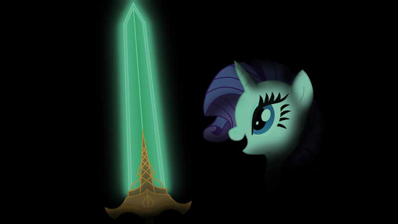 Size: 4000x2250 | Tagged: safe, artist:wallbeige, ponerpics import, rarity, pony, unicorn, colored lights, dark souls, dark souls 2, greatsword, image, moonlight great sword, moonlight greatsword, png, shading, solo, sword, weapon