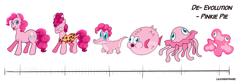 Size: 3283x1122 | Tagged: safe, artist:lilacnightmare, derpibooru import, gummy, pinkie pie, earth pony, fish, jellyfish, puffer fish, cavepony, chart, image, png, transformation