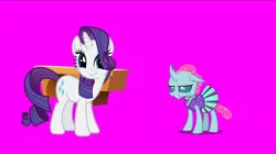 Size: 1080x606 | Tagged: safe, screencap, ocellus, rarity, changeling, pony, unicorn, series:mlp animation's short films, series:the right dress, cute, duo, image, jpeg, ocellus is not amused, raribetes, sewing machine, unamused