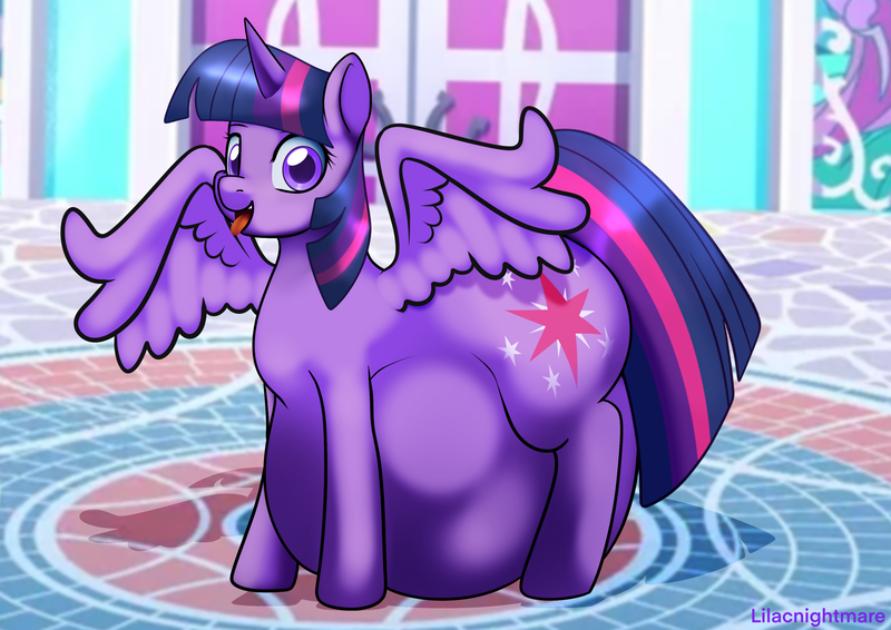 Size: 2283x1614 | Tagged: questionable, artist:lilacnightmare, derpibooru import, part of a set, twilight sparkle, twilight sparkle (alicorn), alicorn, belly, big belly, female pred, huge belly, image, png, twipred, vore, weight gain