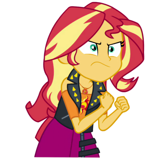 Size: 1512x1512 | Tagged: safe, artist:cutler1228, derpibooru import, edit, edited screencap, screencap, sunset shimmer, human, equestria girls, female, fist, g4, geode of empathy, image, magical geodes, not a vector, png, simple background, solo, sunset shimmer is not amused, transparent background, unamused