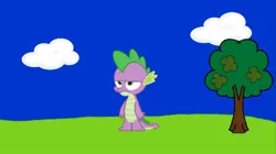 Size: 1040x583 | Tagged: safe, screencap, spike, dragon, series:mlp animation's short films, series:spike's lucky day, image, jpeg, solo, spike is not amused, unamused