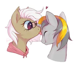 Size: 1605x1363 | Tagged: safe, artist:g4bby, derpibooru import, oc, oc:aurora blossom, oc:venture heart, bat pony, unicorn, face licking, image, licking, png, tongue out