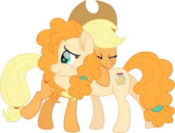 Size: 2101x1600 | Tagged: safe, artist:cloudy glow, derpibooru import, applejack, pear butter, earth pony, pony, applejack's hat, cowboy hat, crying, cute, eyes closed, female, g4, hat, hug, image, jackabetes, mare, mother and child, mother and daughter, pearabetes, png, simple background, smiling, tears of joy, transparent background