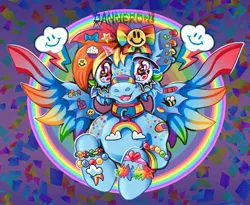 Size: 1517x1245 | Tagged: safe, artist:danneroni, derpibooru import, rainbow dash, pegasus, pony, decora, g4, image, jpeg, open mouth, open smile, smiling, solo