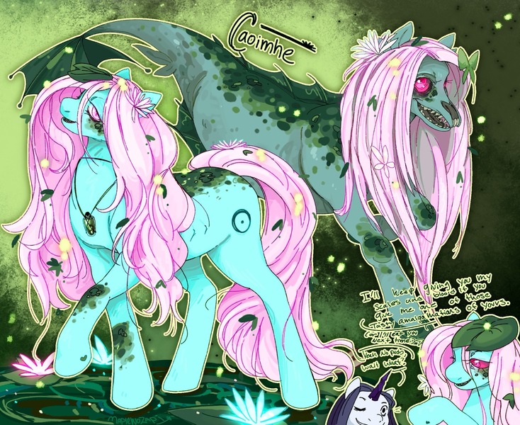 Size: 2048x1675 | Tagged: safe, artist:maplewozapi, derpibooru import, oc, oc:caoimhe, oc:neptune, unofficial characters only, kelpie, unicorn, image, jpeg, solo focus