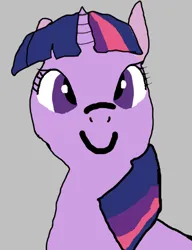 Size: 500x650 | Tagged: safe, artist:goofyartist4451, derpibooru import, twilight sparkle, female, g4, goofy, gray background, image, looking at you, png, purple eyes, simple background, smiling, smiling at you, solo, solo female
