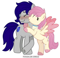 Size: 6000x5802 | Tagged: safe, artist:jennieoo, derpibooru import, oc, earth pony, pegasus, pony, blushing, friends, gift art, hearts and hooves day, holiday, image, kiss on the cheek, kissing, patreon, patreon reward, png, show accurate, simple background, spread wings, transparent background, valentine, valentine's day, vector, wings