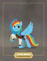 Size: 2550x3300 | Tagged: safe, artist:prixy05, derpibooru import, rainbow dash, pegasus, pony, female, gray background, image, jedi, lightsaber, lineless, mare, png, simple background, solo, star wars, star wars: the high republic, weapon