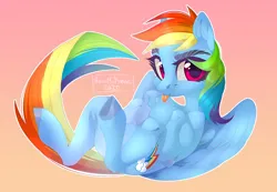 Size: 4861x3367 | Tagged: safe, artist:glastalinka, derpibooru import, rainbow dash, pegasus, pony, bust, eyelashes, female, g4, image, jpeg, looking at you, mare, portrait, solo, tongue out, wings