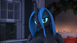 Size: 1920x1080 | Tagged: suggestive, artist:rejy1, derpibooru import, queen chrysalis, anthro, 3d, animated, bed, bedroom, bedroom eyes, holiday, image, looking at you, love, offscreen character, pov, shocked, source filmmaker, stupid sexy chrysalis, talking, talking to viewer, valentine's day, voice acting, webm, with sound