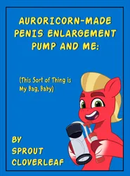 Size: 666x898 | Tagged: suggestive, derpibooru import, sprout cloverleaf, earth pony, pony, g5, advertisement, austin powers (franchise), austin powers: international man of mystery, funny, image, implied small penis, male, penis pump, png, solo, sprout crockadoinker
