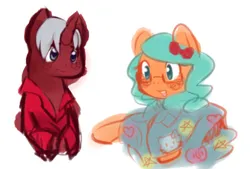 Size: 500x338 | Tagged: safe, artist:aisuroma, derpibooru import, oc, oc:aisuroma, oc:phossy, unofficial characters only, pony, unicorn, bow, clothes, hair bow, hello kitty, image, jpeg, robe