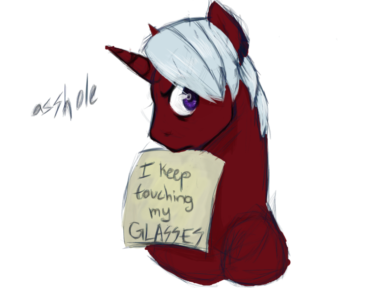 Size: 1350x1020 | Tagged: safe, artist:aisuroma, derpibooru import, oc, oc:phossy, unofficial characters only, pony, unicorn, bust, image, mouth hold, png, pony shaming, sign, simple background, solo, transparent background, vulgar