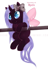 Size: 900x1360 | Tagged: safe, artist:aisuroma, derpibooru import, oc, unofficial characters only, original species, pony, bow, hair bow, image, perching, png, simple background, solo, transparent background