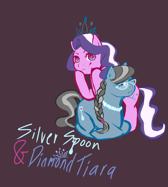 Size: 2263x2513 | Tagged: safe, artist:aisuroma, derpibooru import, diamond tiara, silver spoon, earth pony, pony, female, filly, foal, high res, image, leaning, lying down, png, ponyloaf, prone, simple background