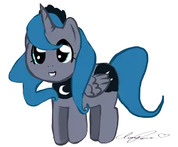 Size: 1428x1174 | Tagged: safe, artist:aisuroma, derpibooru import, princess luna, alicorn, pony, female, filly, grin, image, mare, png, simple background, smiling, solo, transparent background, woona, younger