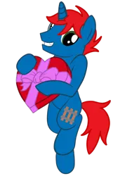 Size: 1536x2048 | Tagged: safe, artist:ry-bluepony1, derpibooru import, oc, oc:train track, pony, box of chocolates, g4, holiday, image, male, png, simple background, smiling, solo, stallion, transparent background, valentine's day
