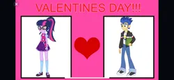 Size: 2532x1170 | Tagged: safe, derpibooru import, flash sentry, sci-twi, twilight sparkle, human, female, flashlight, hearts and hooves day, holiday, image, male, png, ship:sci-flash, shipping, straight, valentine's day