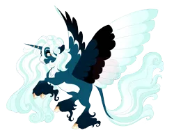 Size: 4900x3800 | Tagged: safe, artist:gigason, derpibooru import, oc, oc:wetland, unofficial characters only, alicorn, pony, alicorn oc, blaze (coat marking), coat markings, colored hooves, colored wings, colored wingtips, facial markings, female, golden eyes, gradient hooves, gradient legs, gradient wings, hoof fluff, horn, image, leonine tail, long feather, long fetlocks, mare, multicolored wings, obtrusive watermark, pale belly, png, rearing, simple background, solo, spread wings, striped horn, tail, transparent background, unshorn fetlocks, watermark, wings, yellow eyes