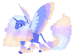 Size: 4300x3300 | Tagged: safe, artist:gigason, derpibooru import, oc, oc:nacreous cloud, unofficial characters only, alicorn, pony, alicorn oc, blue eyelashes, colored eyelashes, colored wings, colored wingtips, cyan eyes, ethereal mane, ethereal tail, female, gradient legs, gradient mane, gradient tail, hoof fluff, horn, image, leonine tail, long feather, long fetlocks, magical lesbian spawn, mare, multicolored wings, obtrusive watermark, offspring, parent:oc:sun pillar, parent:princess luna, parents:canon x oc, png, simple background, solo, sparkly mane, sparkly tail, spread wings, standing, striped horn, tail, transparent background, unshorn fetlocks, watermark, wings
