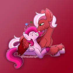 Size: 2000x2000 | Tagged: safe, artist:whimsicalseraph, derpibooru import, oc, oc:raspberry sorbet, oc:strawberry syrup, unofficial characters only, pegasus, pony, female, image, incest, lesbian, png, siblings, twincest, twins