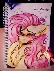 Size: 3024x4032 | Tagged: safe, artist:yumkandie, derpibooru import, fluttershy, rainbow dash, pegasus, pony, blushing, cheek fluff, chest fluff, crying, eyebrows, eyes closed, fangs, female, figurine, floating heart, floppy ears, flutterdash, giggling, heart, image, jpeg, laughing, lesbian, pencil drawing, shipping, tears of laughter, traditional art, wings