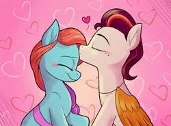 Size: 2048x1506 | Tagged: safe, artist:danny obscure, derpibooru import, rocky riff, earth pony, pegasus, pony, g5, beauty mark, blushing, cute, eyes closed, female, forehead kiss, heart, image, jazz hooves, jazzibetes, jewelry, jpeg, kissing, male, mare, necklace, rockybetes, ship:rockjazz, shipping, smiling, stallion, straight
