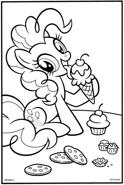 Size: 2100x3119 | Tagged: safe, derpibooru import, official, pinkie pie, earth pony, pony, black and white, candy, cherry, chocolates, coloring book, coloring page, cookie, crayola, cupcake, eating, female, food, g4, grayscale, hasbro, ice cream, ice cream cone, image, licking, mare, merchandise, monochrome, png, sitting, solo, stock vector, tongue out, waffle cone