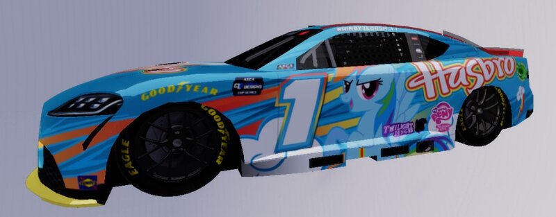 Size: 1044x408 | Tagged: safe, derpibooru import, rainbow dash, asca, byteblox, byteblox yt, car, g4, hasbro, image, jpeg, nascar, roblox, toyota, toyota supra, twilight designs