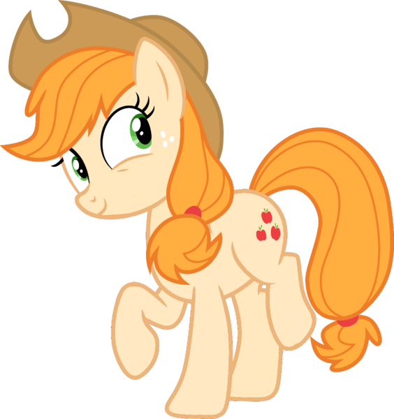 Size: 1805x1920 | Tagged: safe, artist:cloudy glow, derpibooru import, edit, editor:jaredking779, vector edit, applejack, earth pony, pony, cowboy hat, female, freckles, g4, hat, image, mare, png, raised hoof, simple background, smiling, solo, stetson, transparent background, vector