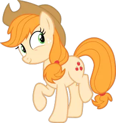 Size: 1805x1920 | Tagged: safe, artist:cloudy glow, derpibooru import, edit, editor:jaredking779, vector edit, applejack, earth pony, pony, cowboy hat, female, freckles, g4, hat, image, mare, png, raised hoof, simple background, smiling, solo, stetson, transparent background, vector