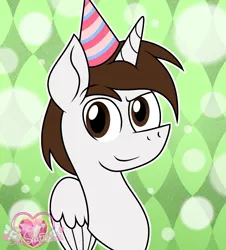 Size: 1937x2142 | Tagged: safe, artist:muhammad yunus, derpibooru import, oc, oc:neo star, alicorn, pony, happy birthday, hat, image, looking at you, male, party hat, png, smiling, smiling at you, solo, stallion, watermark
