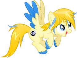 Size: 900x685 | Tagged: safe, artist:catwhitney, derpibooru import, oc, oc:bubblebell, unofficial characters only, pegasus, pony, colored wings, flying, image, open mouth, open smile, png, simple background, smiling, solo, transparent background, two toned wings, unshorn fetlocks, vector, wings