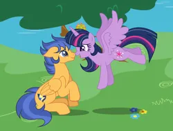 Size: 828x629 | Tagged: safe, artist:lilaclavender27, derpibooru import, flash sentry, twilight sparkle, twilight sparkle (alicorn), alicorn, pegasus, pony, female, flashlight, hearts and hooves day, image, jpeg, male, mare, shipping, stallion, straight