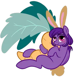 Size: 5000x5000 | Tagged: safe, artist:wtfponytime, derpibooru import, oc, oc:misty violet, unofficial characters only, pegasus, pony, animal costume, blushing, bunny costume, bunny ears, bunny tail, clothes, costume, cuddling, eyeshadow, female, image, looking at you, makeup, mare, plushie, png, simple background, solo, tail, transparent background