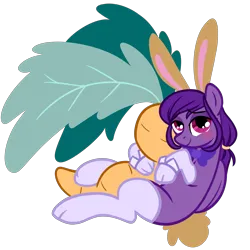 Size: 5000x5000 | Tagged: safe, artist:wtfponytime, derpibooru import, oc, oc:misty violet, unofficial characters only, pegasus, pony, animal costume, blushing, bowtie, bunny costume, bunny ears, bunny tail, clothes, costume, cuddling, cuffs (clothes), eyeshadow, female, image, looking at you, makeup, mare, plushie, png, simple background, socks, solo, tail, transparent background