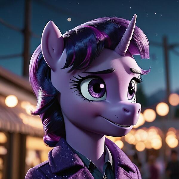 Size: 1024x1024 | Tagged: safe, ai content, derpibooru import, machine learning generated, twilight sparkle, human, pony, clothes, humanized, image, jpeg, rod serling, the twilight zone