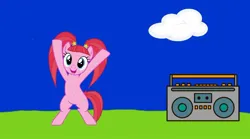 Size: 1080x601 | Tagged: safe, screencap, pacific glow, earth pony, pony, series:mlp animation's short films, series:spike's lucky day, boombox, cute, dancing, image, jpeg, solo