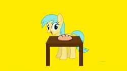 Size: 1080x603 | Tagged: safe, screencap, sunshower raindrops, pegasus, pony, series:bread for ponies, series:mlp animation's short films, bread, food, image, jpeg, solo