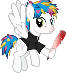 Size: 1092x1195 | Tagged: semi-grimdark, artist:lightningbolt, derpibooru import, ponified, bat, pegasus, pony, .svg available, awsten knight, blood, blood on face, clothes, derpibooru exclusive, dyed mane, dyed tail, flying, frown, heterochromia, hoof hold, horseshoes, image, jewelry, looking back, male, necklace, png, shirt, show accurate, simple background, solo, stallion, t-shirt, tail, transparent background, vector, waterparks