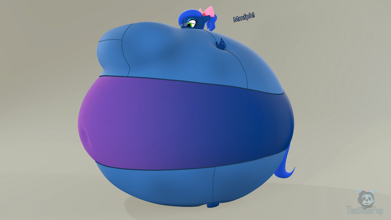 Size: 3840x2160 | Tagged: questionable, artist:sugarsweetarts, derpibooru import, oc, oc:sugar sweet, anthro, earth pony, 3d, blueberry, blueberry inflation, female, food, image, inflation, png, solo, source filmmaker, tracksuit